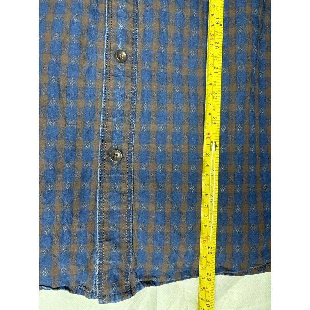 Carbon 2 Cobalt‎ Men's XL Blue Corduroy Cuff Button Up Check Pattern Shirt